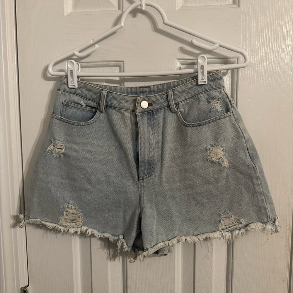 Le Lis Blue Jean Shorts Distressed High-Waisted